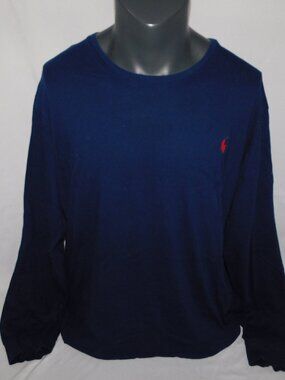 Polo Ralph Lauren Dark Blue Red Pony Crew neck Long Sleeve Shirt Mens 2XL / XXL